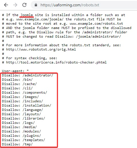 How to know site's CMS with robots.txt